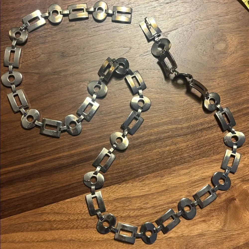 Vintage Silver Geometric Chain Belt
